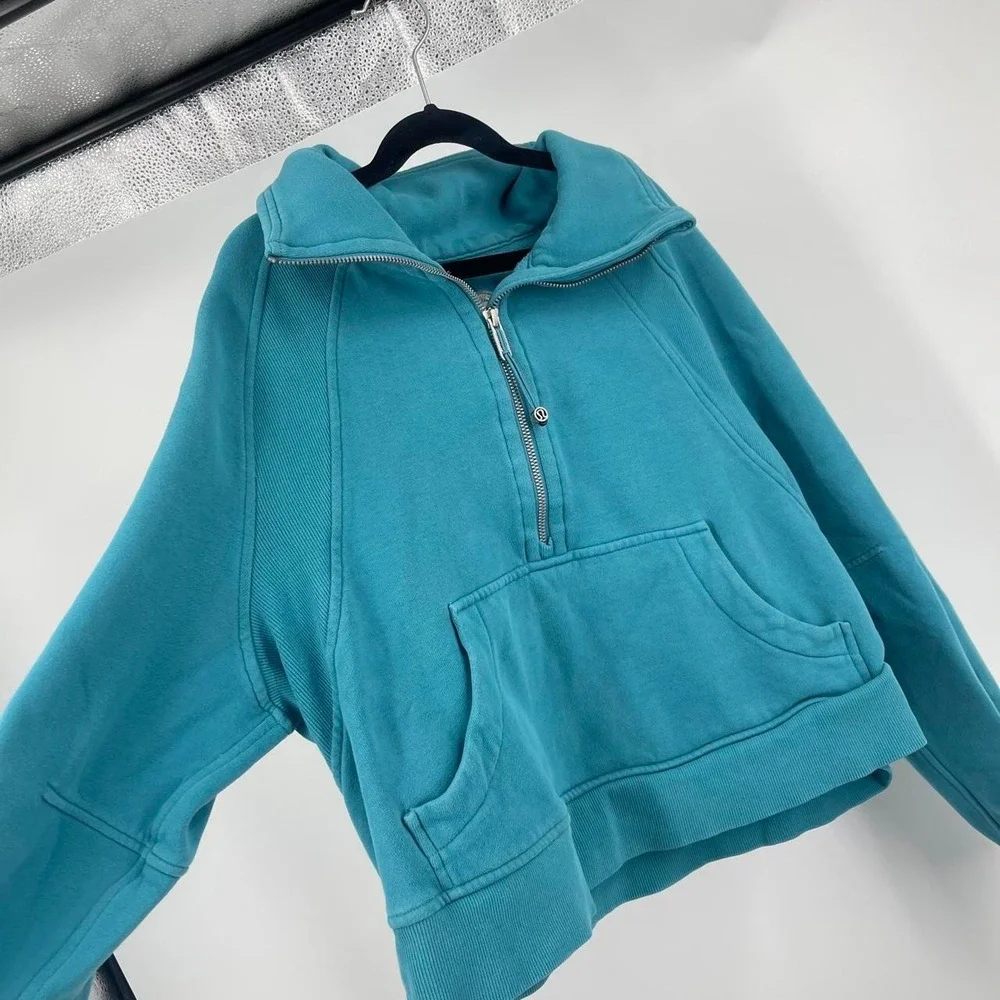 Lululemon Half Zip Scuba Oversized Funnel Neck XS S Turquoise Athleisure Gym